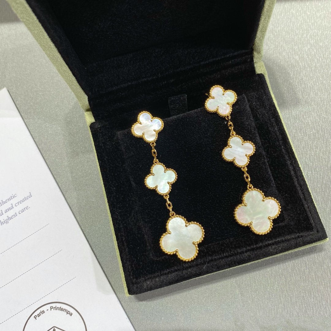 [Elowen Jewels]CLOVER MOP 3 MOTIFS GOLD EARRINGS