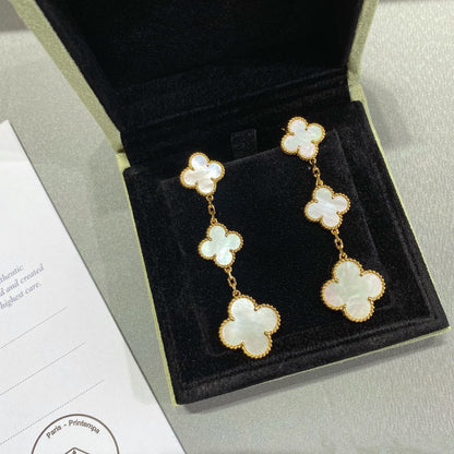 [Elowen Jewels]CLOVER MOP 3 MOTIFS GOLD EARRINGS
