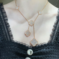 [Elowen Jewel]CLOVER 6 MOTIF DIAMOND PAVED NECKLACE