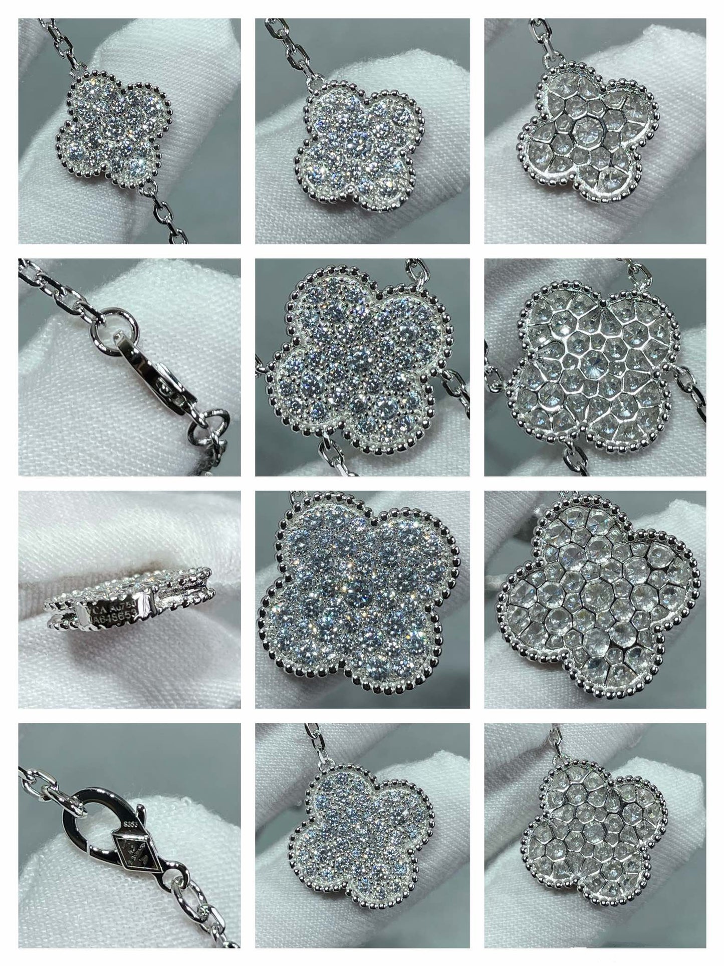 [Elowen Jewels]CLOVER 6 MOTIF DIAMOND PAVED NECKLACE