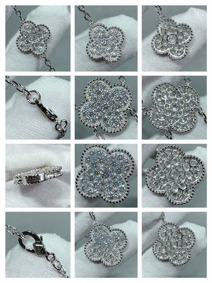 [Elowen Jewels]CLOVER 6 MOTIF DIAMOND PAVED NECKLACE