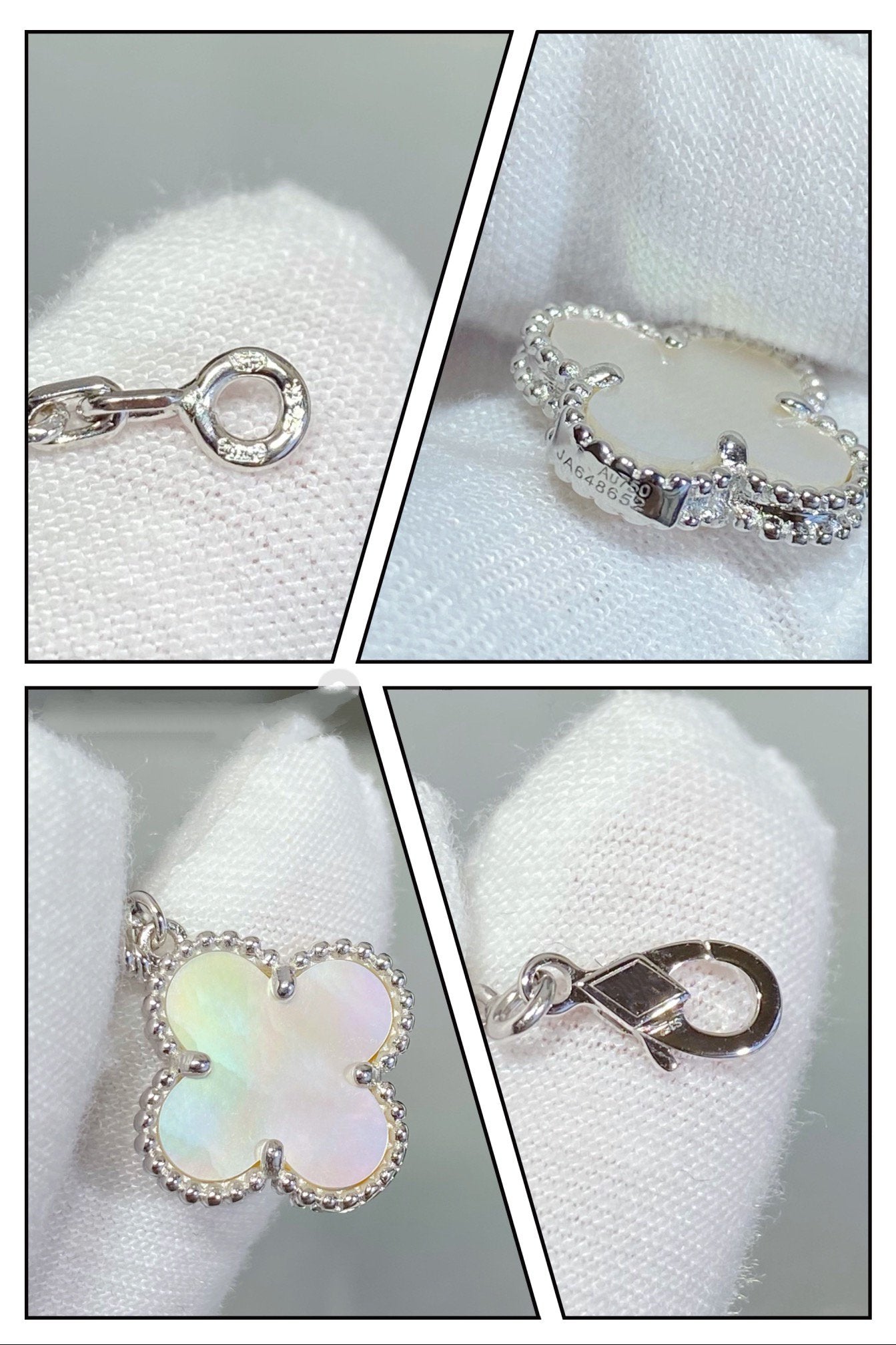 [Elowen Jewels]CLOVER 5 MOTIF WHITE MOP SILVER BRACELET