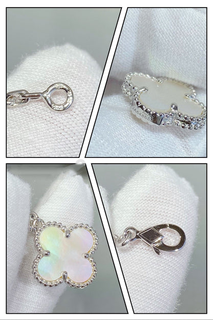 [Elowen Jewels]CLOVER 5 MOTIF WHITE MOP SILVER BRACELET