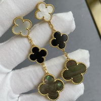 [Elowen Jewel]CLOVER 3 MOTIF MOP ONYX DARK MOP PINK GOLD EARRINGS