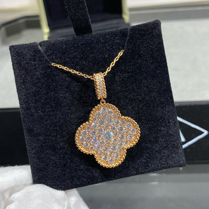 [Elowen Jewels]CLOVER 25MM LARGE PEDANT DIAMOND PAVED LONG NECKLACE