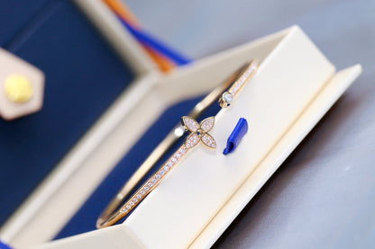 [Elowen Jewels]IDYLLE PINK GOLD OPEN BRACELET DIAMOND PAVED