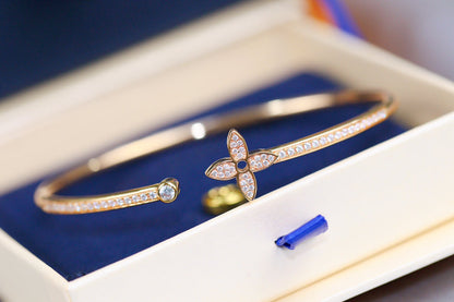 [Elowen Jewels]IDYLLE PINK GOLD OPEN BRACELET DIAMOND PAVED