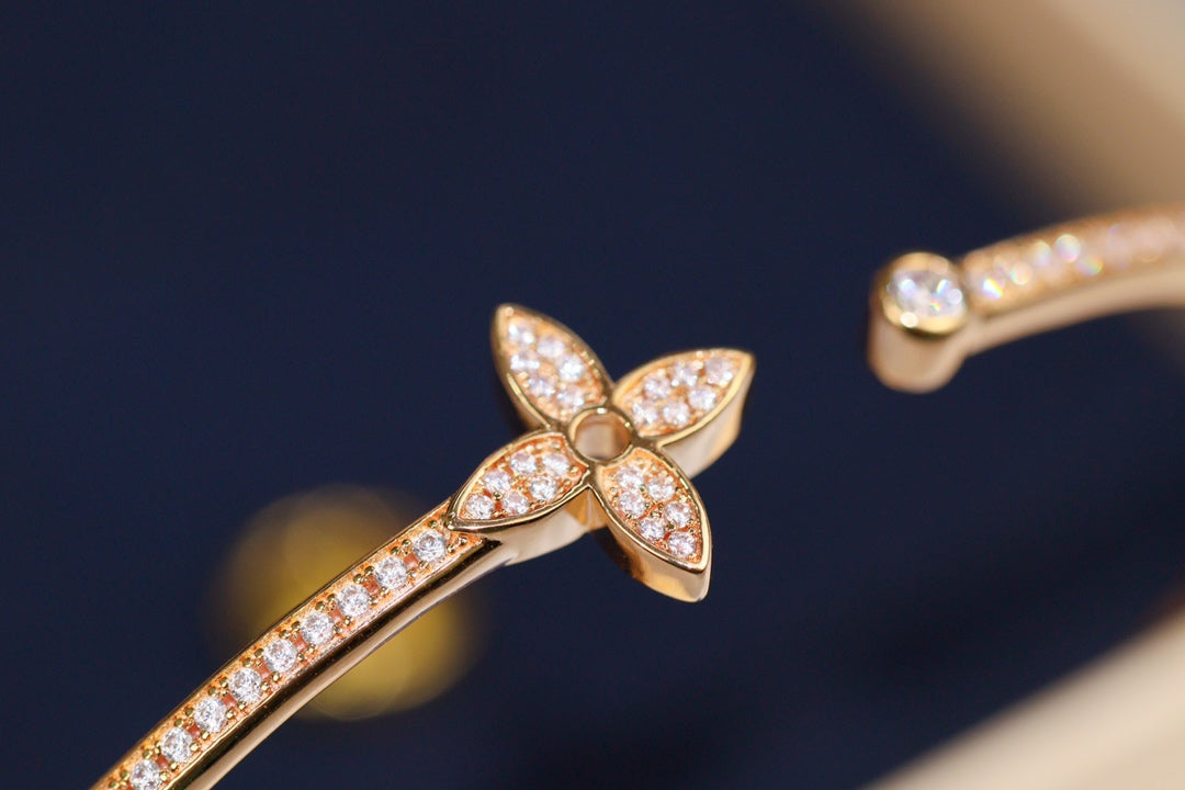 [Elowen Jewels]IDYLLE PINK GOLD OPEN BRACELET DIAMOND PAVED