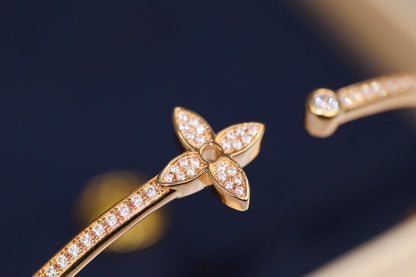 [Elowen Jewels]IDYLLE PINK GOLD OPEN BRACELET DIAMOND PAVED