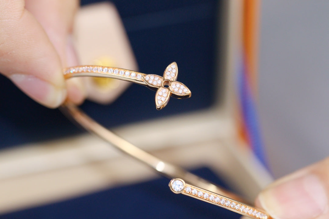 [Elowen Jewels]IDYLLE PINK GOLD OPEN BRACELET DIAMOND PAVED