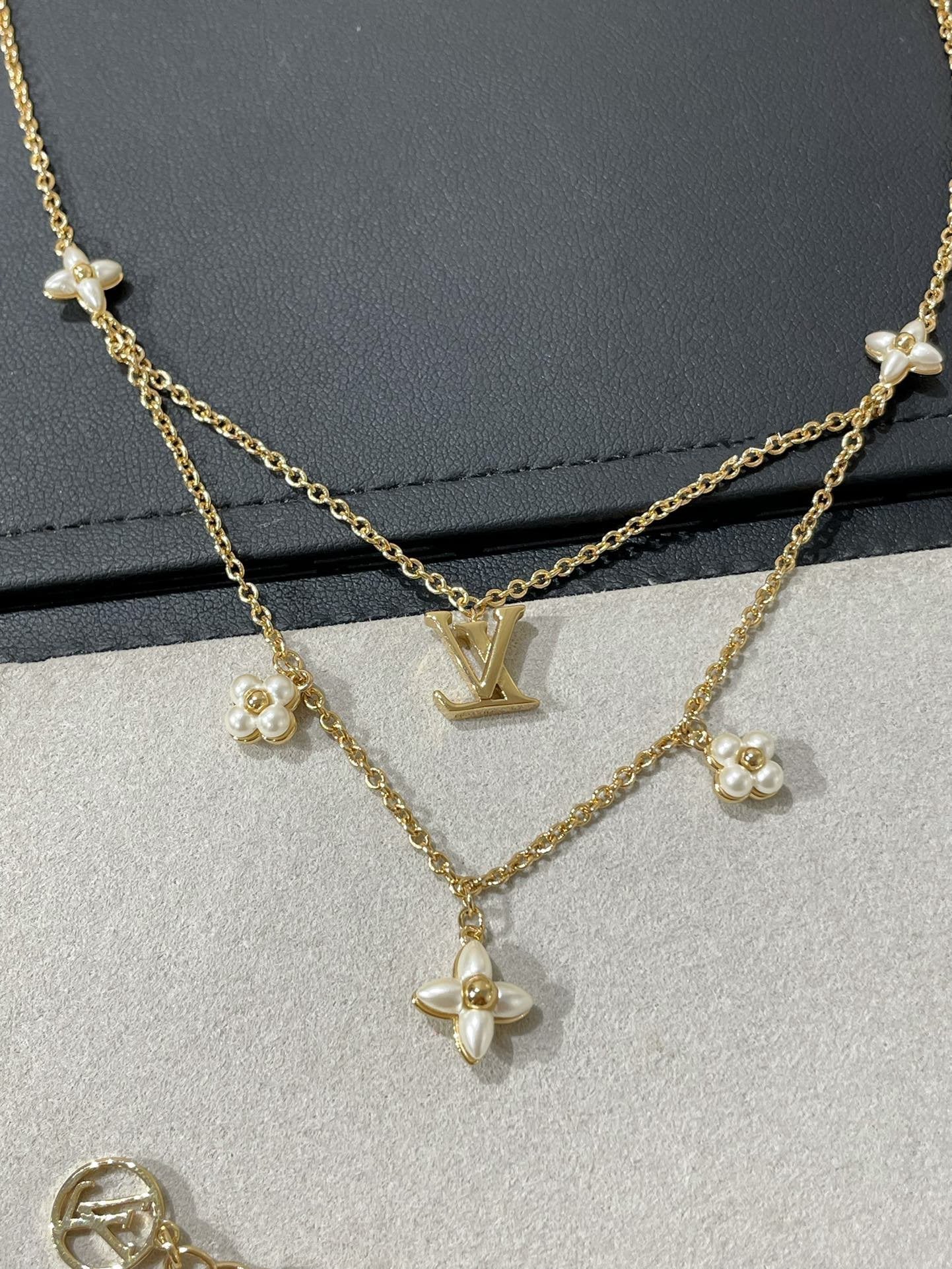[Elowen Jewels]FLOWERGRAM GOLD MOP DOUBLE ROW NECKLACE