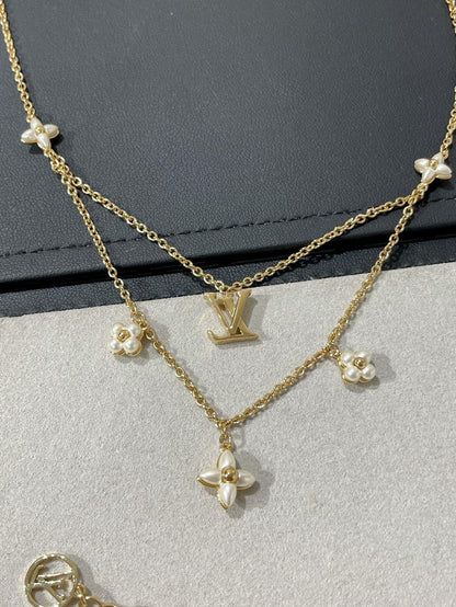 [Elowen Jewels]FLOWERGRAM GOLD MOP DOUBLE ROW NECKLACE