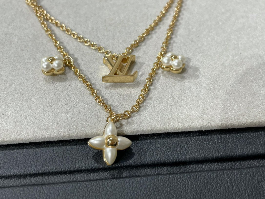 [Elowen Jewels]FLOWERGRAM GOLD MOP DOUBLE ROW NECKLACE