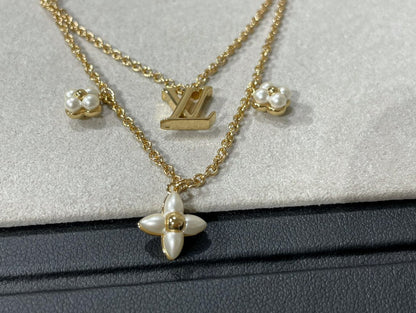 [Elowen Jewels]FLOWERGRAM GOLD MOP DOUBLE ROW NECKLACE