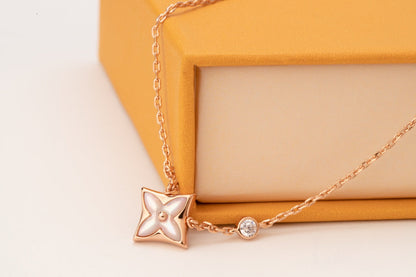 [Elowen Jewels]STAR PINK MOP 1 DIAMOND PINK GOLD NECKLACE