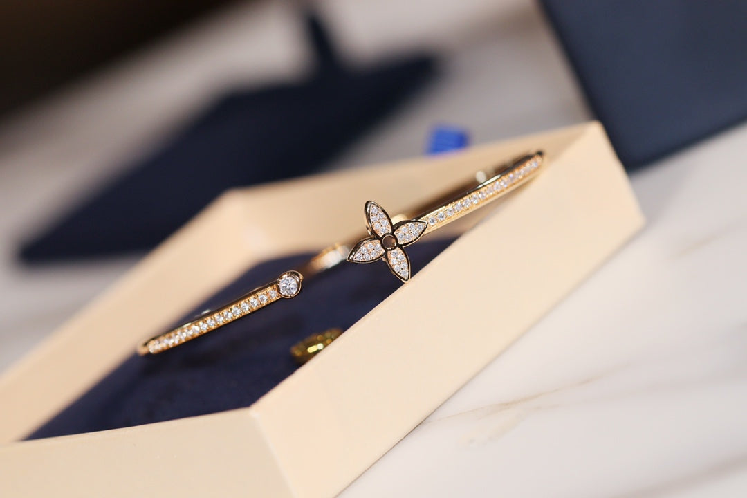 [Elowen Jewels]IDYLLE GOLD OPEN BRACELET DIAMOND PAVED