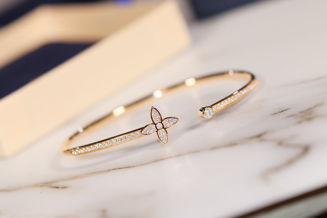 [Elowen Jewels]IDYLLE GOLD OPEN BRACELET DIAMOND PAVED