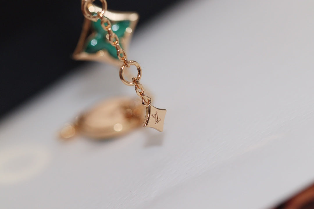 [Elowen Jewels]STAR AND SUN 4 MOTIF PINK GOLD MALACHITE BRACELET