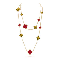 [Elowen Jewel]CLOVER 16 MOTIF CARNELIAN TIGER EYE ROSE GOLD NECKLACE