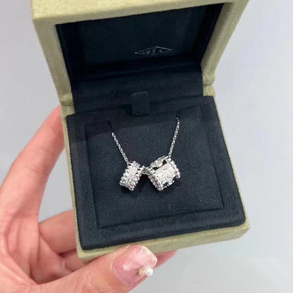 [Elowen Jewels]PERLEE DOUBLE PENDANT SILVER DIAMOND NECKLACE