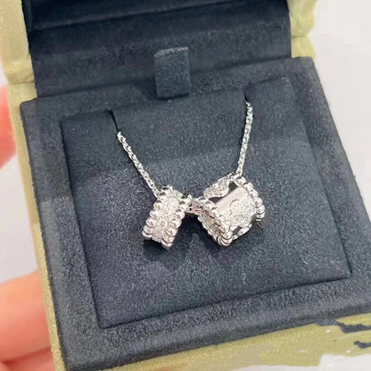 [Elowen Jewels]PERLEE DOUBLE PENDANT SILVER DIAMOND NECKLACE