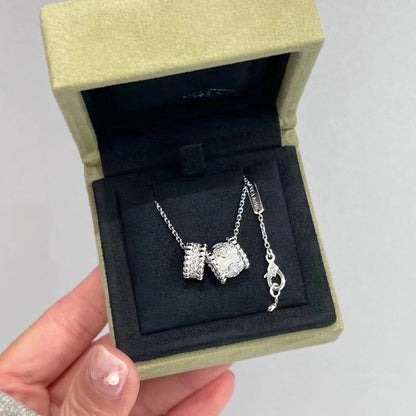 [Elowen Jewels]PERLEE DOUBLE PENDANT SILVER DIAMOND NECKLACE