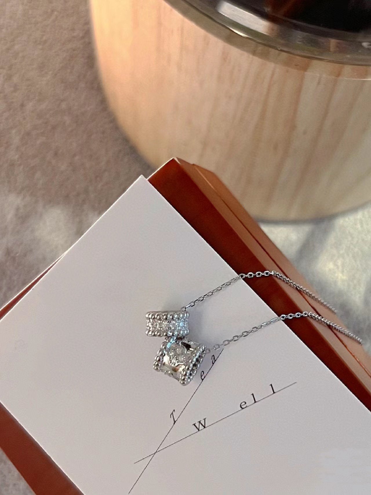 [Elowen Jewels]PERLEE DOUBLE PENDANT SILVER DIAMOND NECKLACE