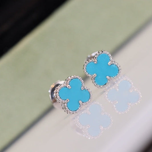 [Elowen Jewels]CLOVER MINI TURQUOISE SILVER STUD EARRINGS