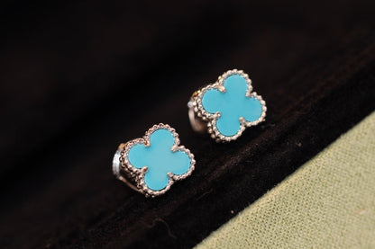 [Elowen Jewels]CLOVER MINI TURQUOISE SILVER STUD EARRINGS