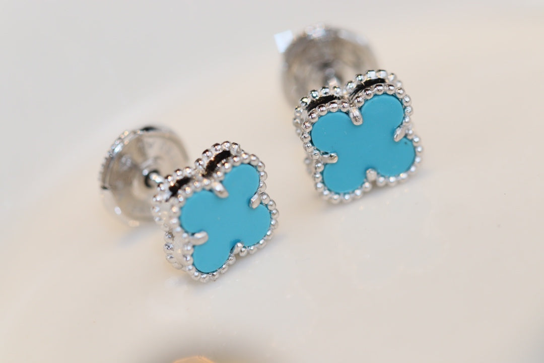 [Elowen Jewels]CLOVER MINI TURQUOISE SILVER STUD EARRINGS
