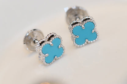 [Elowen Jewels]CLOVER MINI TURQUOISE SILVER STUD EARRINGS