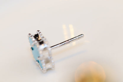 [Elowen Jewels]CLOVER MINI TURQUOISE SILVER STUD EARRINGS