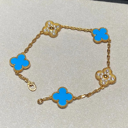 [Elowen Jewels] CLOVER 5 MOTIF BLUE AGATE BRACELET COLLECTION
