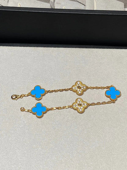 [Elowen Jewels] CLOVER 5 MOTIF BLUE AGATE BRACELET COLLECTION