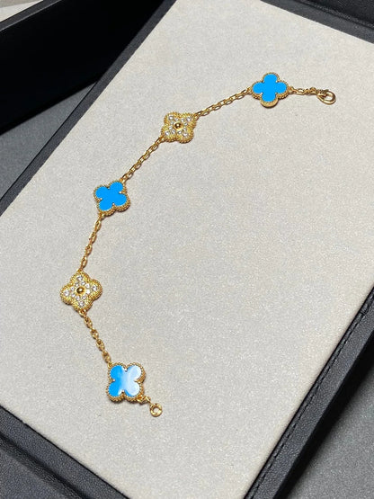 [Elowen Jewels] CLOVER 5 MOTIF BLUE AGATE BRACELET COLLECTION