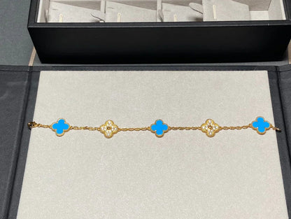 [Elowen Jewels] CLOVER 5 MOTIF BLUE AGATE BRACELET COLLECTION