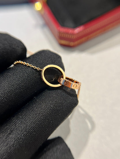 [Elowen Jewels]LOVE NECKLACE DOUBLE RING PINK GOLD