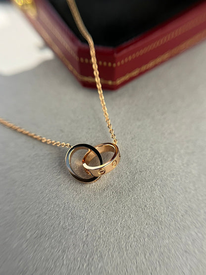 [Elowen Jewels]LOVE NECKLACE DOUBLE RING PINK GOLD