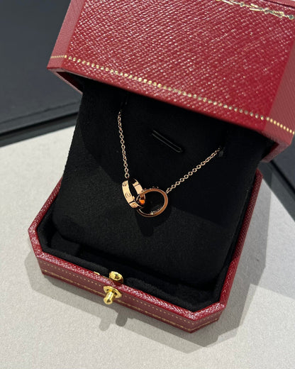 [Elowen Jewels]LOVE NECKLACE DOUBLE RING PINK GOLD