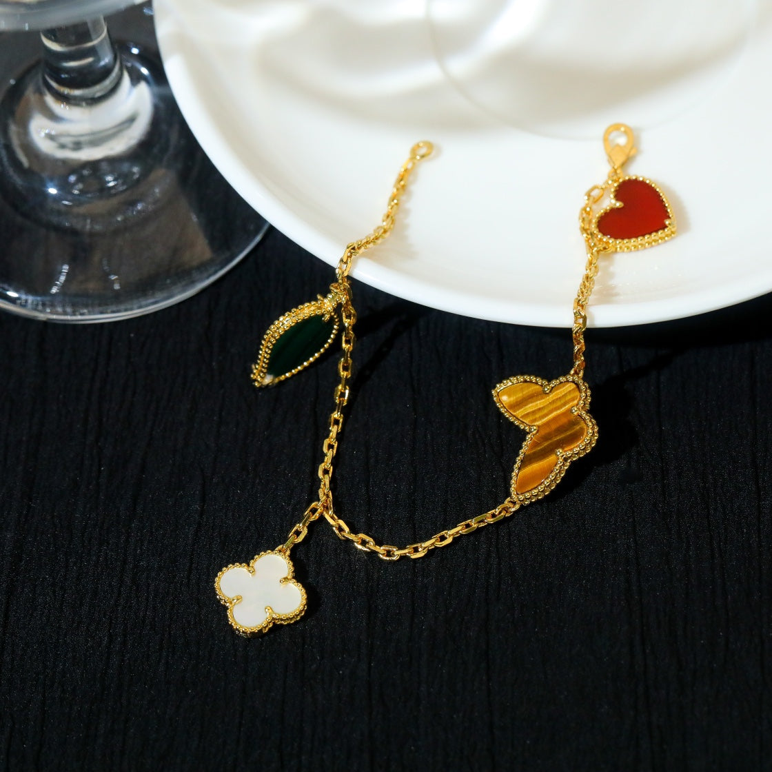 [Elowen Jewels]LUCKY SPRING 5 MOTIF GOLD BRACELET