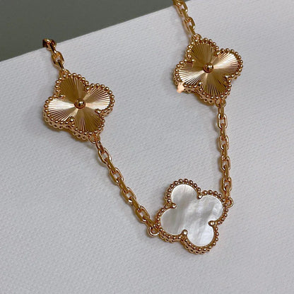 [Elowen Jewels]CLOVER WHITE PEARL MOP 5 MOTIF BRACELET COLLECTION