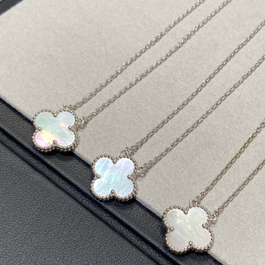 [Elowen Jewels]CLOVER MEDIUM SILVER WHITE MOP NECKLACE