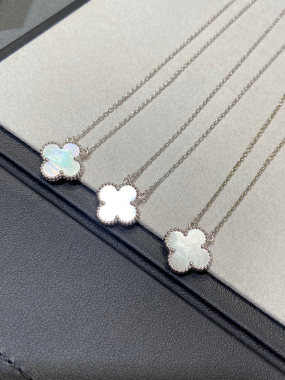 [Elowen Jewels]CLOVER MEDIUM SILVER WHITE MOP NECKLACE