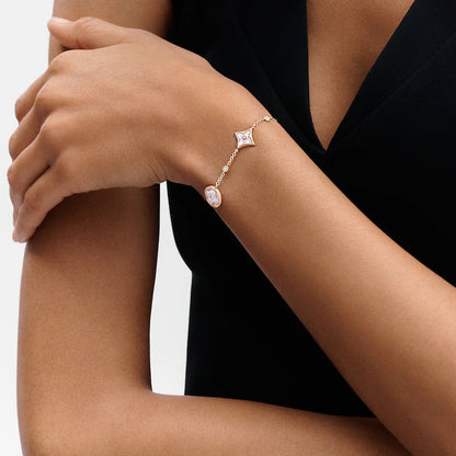 [Elowen Jewels]STAR AND SUN 4 MOTIF WHITE MOP PINK GOLD BRACELET