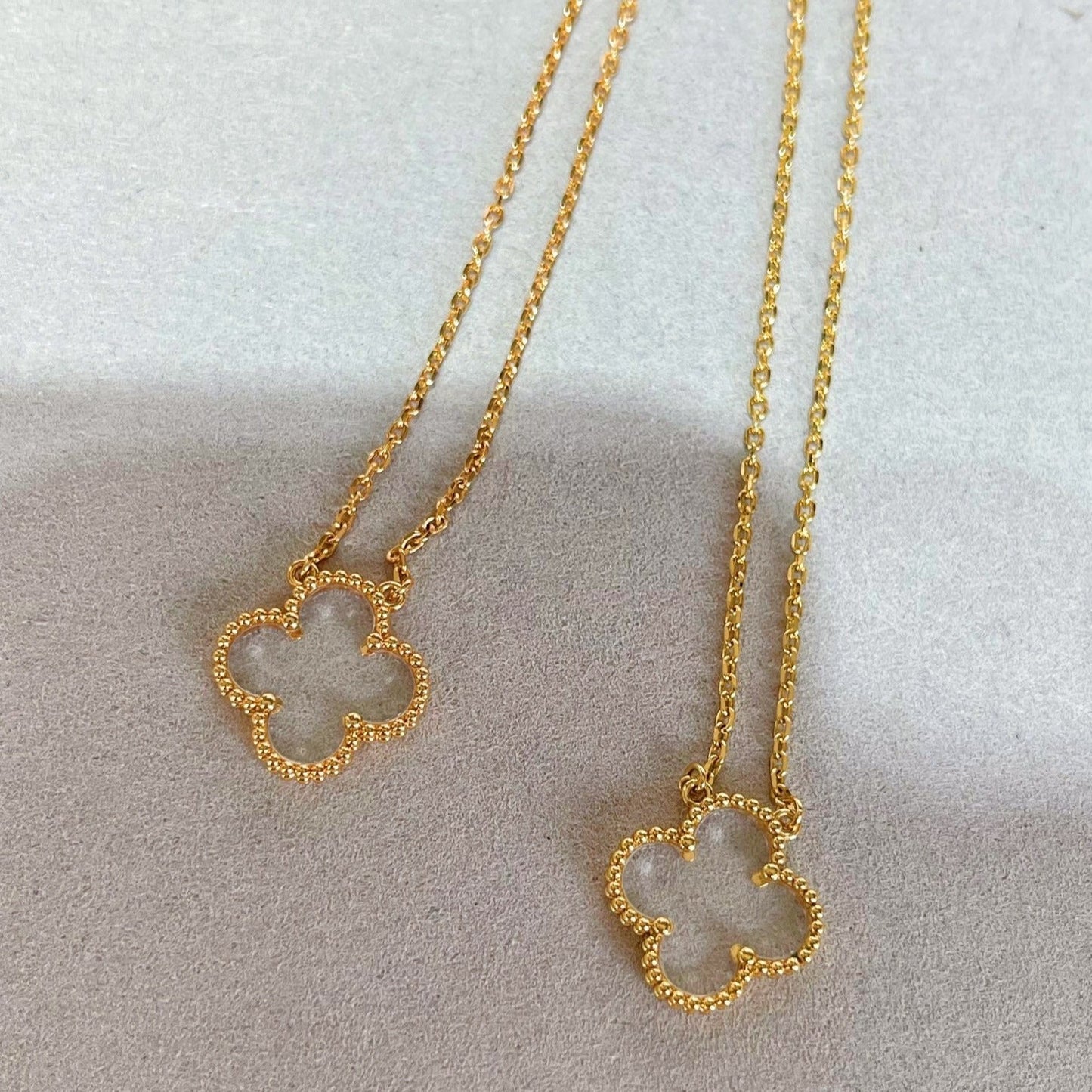 [Elowen Jewels]CLOVER ROCK CRYSTAL ROSE GOLD NECKLACE