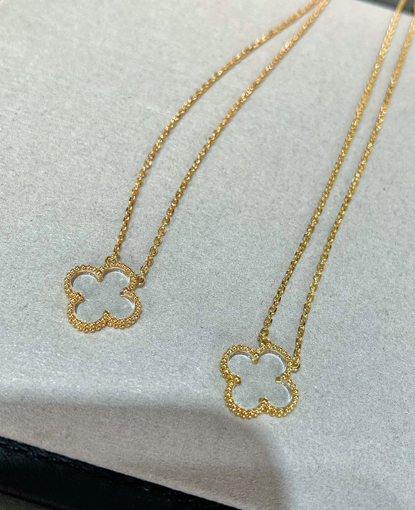 [Elowen Jewels]CLOVER ROCK CRYSTAL ROSE GOLD NECKLACE
