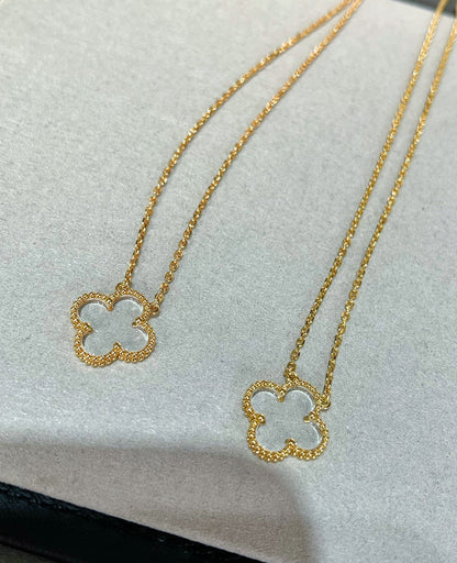[Elowen Jewels]CLOVER ROCK CRYSTAL ROSE GOLD NECKLACE