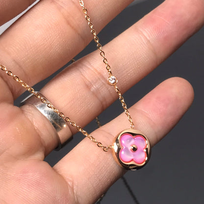 [Elowen Jewels]COLOR BLOSSOM PINK MOP SUN GOLD NECKLACE