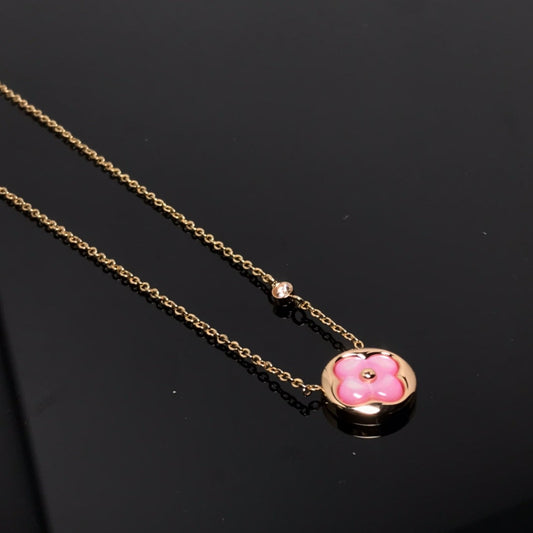 [Elowen Jewels]COLOR BLOSSOM PINK MOP SUN GOLD NECKLACE