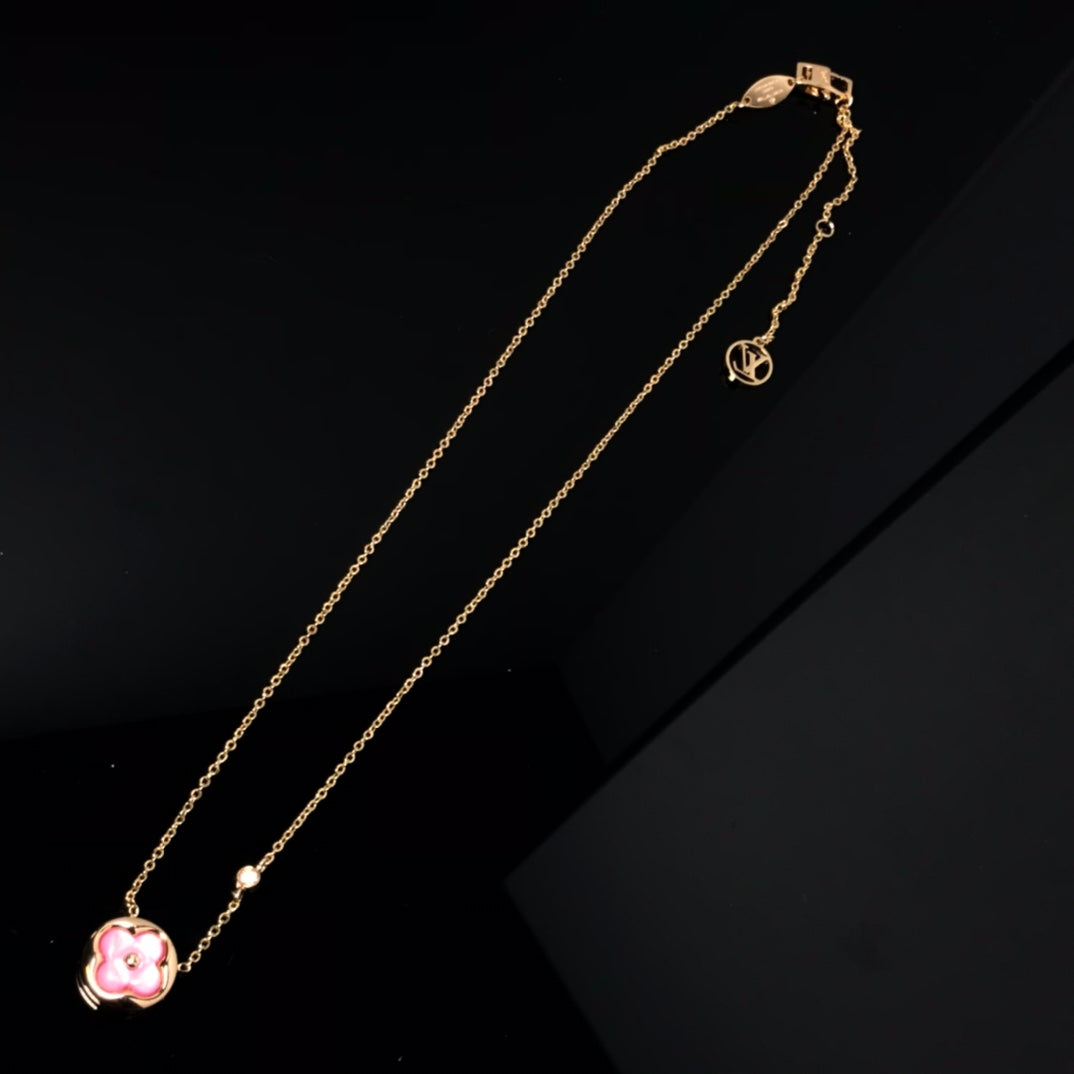 [Elowen Jewels]COLOR BLOSSOM PINK MOP SUN GOLD NECKLACE